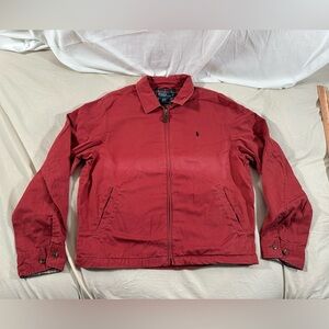 Polo Ralph Lauren Red Harrington Jacket Large Plaid Lining Vintage 90s Rare